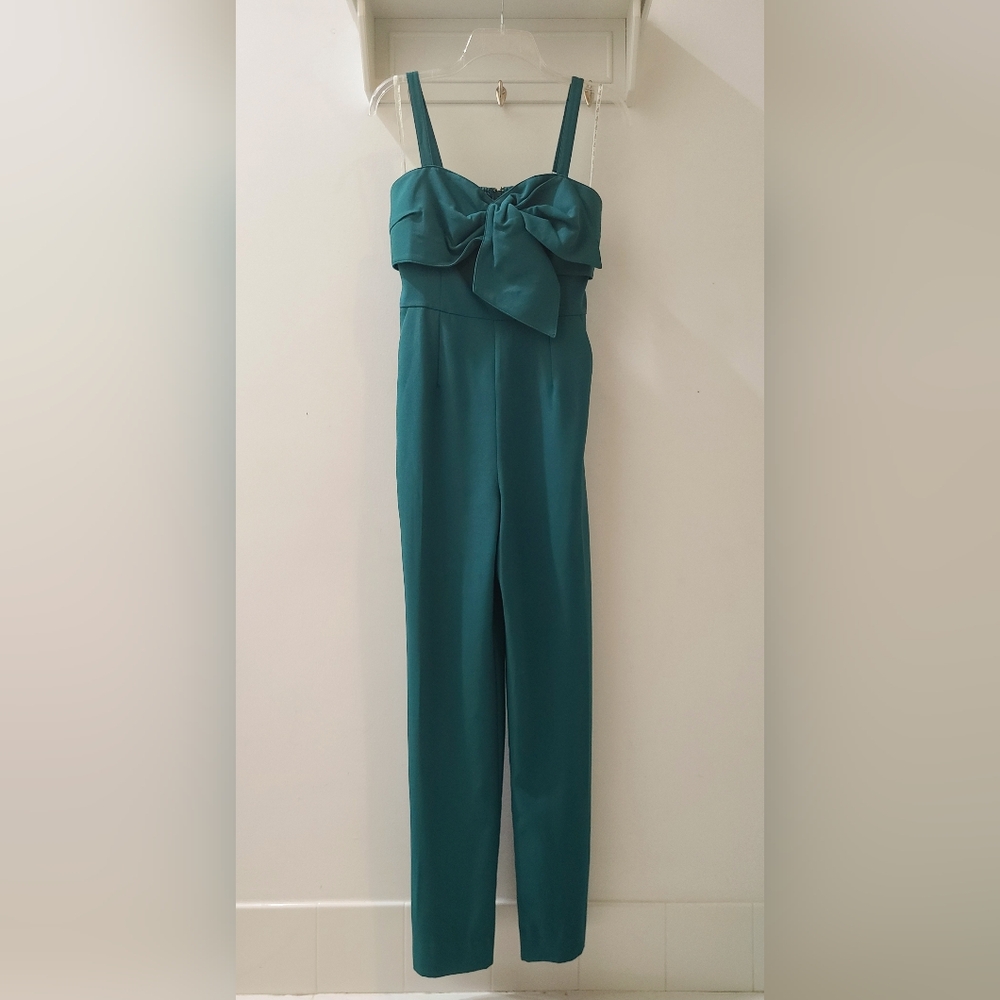 Lilly Pulitzer Kavia Bow Front Straight Leg Jumpsuit Hosta Green Size 2 - Picture 4 of 14